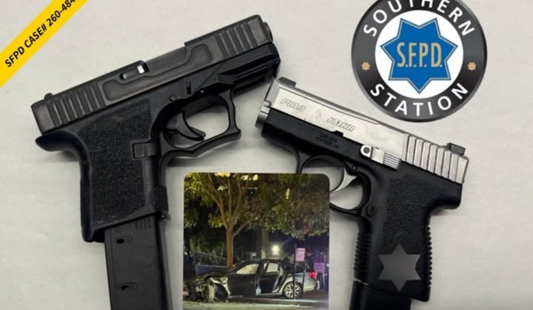 SFPD Southern Station Chase Ends in Crash, Two Guns Seized, Three Arrests