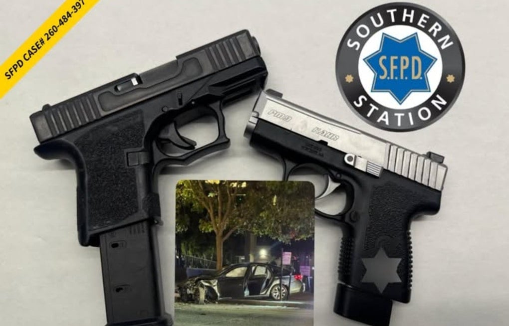 SFPD Southern Station Chase Ends in Crash, Two Guns Seized, Three Arrests
