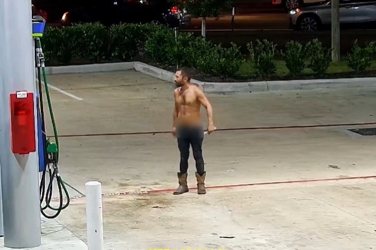 Shirtless, Cowboy-Boot Suspect Sought After South Gessner Gas Station Carjacking