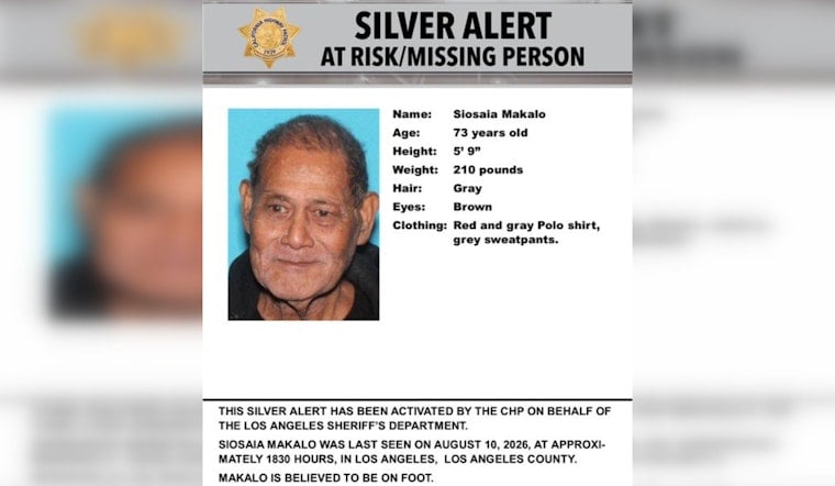 Silver Alert Issued for 73-Year-Old Siosaia Makalo, Last Seen Walking in Westmont