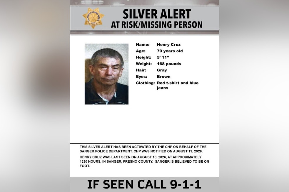 Silver Alert Issued for Missing Sanger Man, 70, Last Seen on Foot