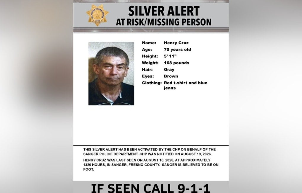Silver Alert Issued for Missing Sanger Man, 70, Last Seen on Foot