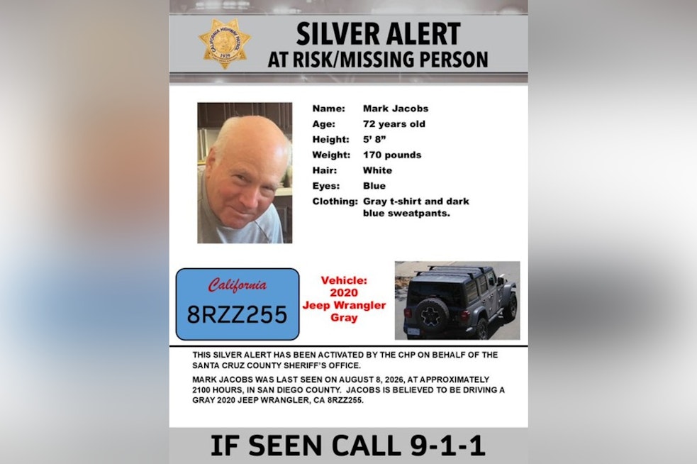 Silver Alert Spans 600 Miles as Santa Cruz County Seeks Missing 72-Year-Old Driver