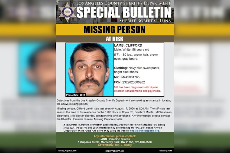 South El Monte Man, 58, Vanishes With Bipolar Disorder, Schizophrenia