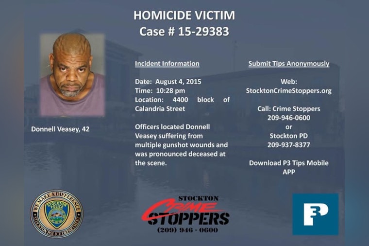 Stockton Cops Dangle $10K to Crack 2015 Donnell Veasey Killing 11 Years Later