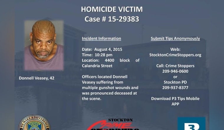 Stockton Cops Dangle $10K to Crack 2015 Donnell Veasey Killing 11 Years Later