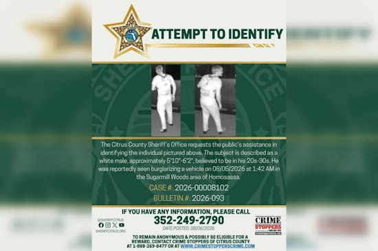 Sugarmill Woods Car Burglar Caught on Camera, Deputies Hunt for ID