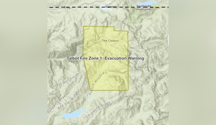 Talbot Fire Prompts Evacuation Warning Near French Meadows, Threatens The Cedars