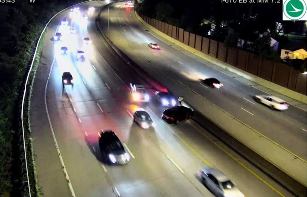 Terrifying I-670 Video Shows Roadside Worker Leap Onto Columbus Median as Car Slams Disabled SUV