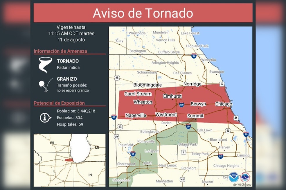 Tornado Warning Hits Chicago, Naperville, Cicero as 80 MPH Storm Line Barrels East