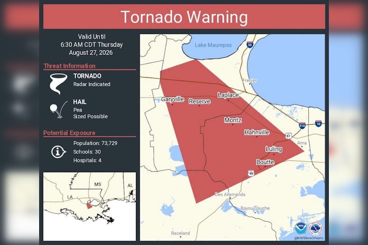 Tornado Warning Sends 73,000 River Parishes Residents Scrambling Before Dawn