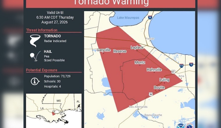 Tornado Warning Sends 73,000 River Parishes Residents Scrambling Before Dawn