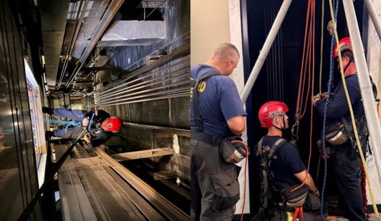 Trapped in a Blind Shaft, Terminal Tower Rider Hoisted Five Floors to Safety