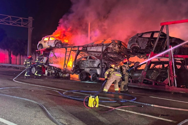 Turnpike Car Hauler Fire in Lauderhill Sends Five to Hospitals, Traps Nine Cars