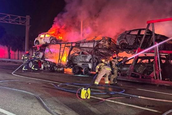 Turnpike Car Hauler Fire in Lauderhill Sends Five to Hospitals, Traps Nine Cars