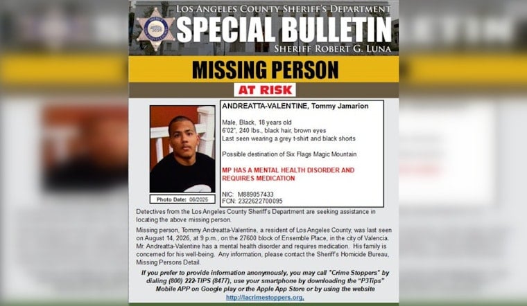 Valencia Teen With Medical Needs Vanishes, May Be Headed to Six Flags