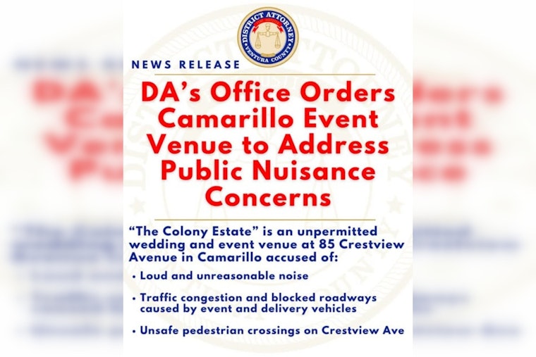 Ventura County DA Slaps Camarillo Wedding Estate With Nuisance Rap Over Traffic, Noise