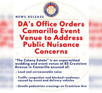 Ventura County DA Slaps Camarillo Wedding Estate With Nuisance Rap Over Traffic, Noise