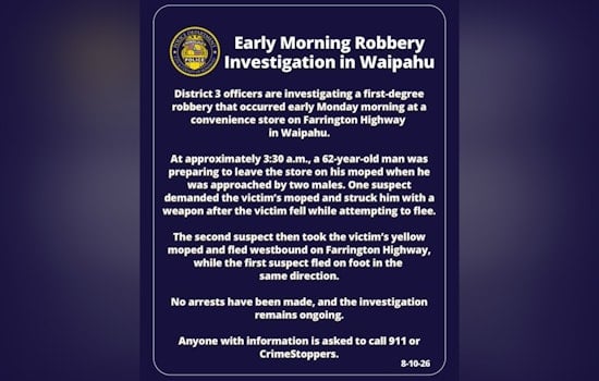 Waipahu 7-Eleven Robbery Leaves Man, 62, Injured, Moped Stolen