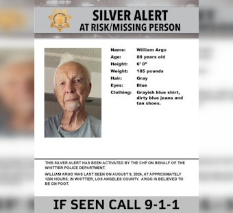 Whittier Silver Alert Seeks 88-Year-Old William Argo, Missing on Foot