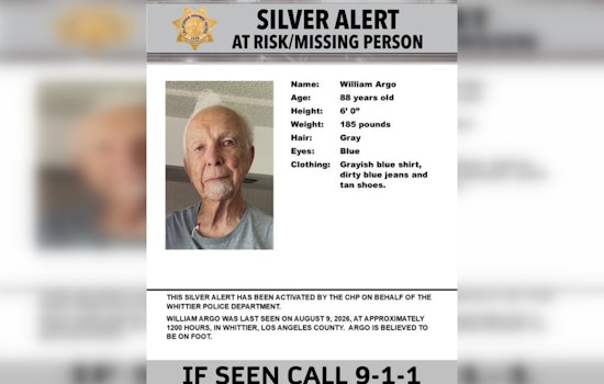 Whittier Silver Alert Seeks 88-Year-Old William Argo, Missing on Foot