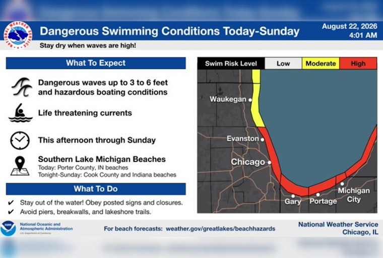 Wind-Whipped Lake Michigan Turns Chicago Beaches Life-Threatening This Weekend