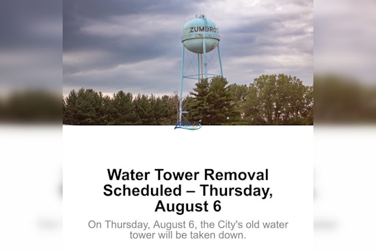 Zumbrota Water Tower Falls This Week, Ending 55 Years Along Highway 52
