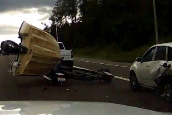 Boat Skids Down I-75 In Pasco County After SUV Crashes Into Ramp Curve
