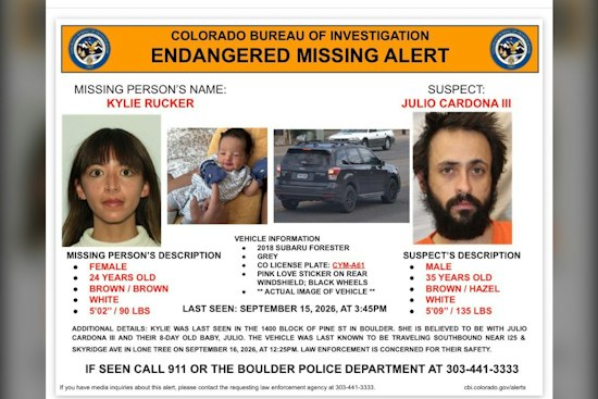 Boulder Mom, Newborn Missing With Man, 35 — Vehicle Tracked to Lone Tree