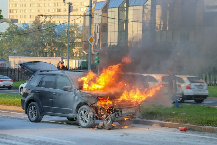 Car Bursts Into Flames Off I-290 in Shrewsbury, Occupants Suffer Minor Injuries