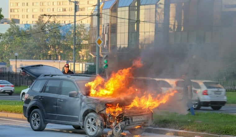 Car Bursts Into Flames Off I-290 in Shrewsbury, Occupants Suffer Minor Injuries