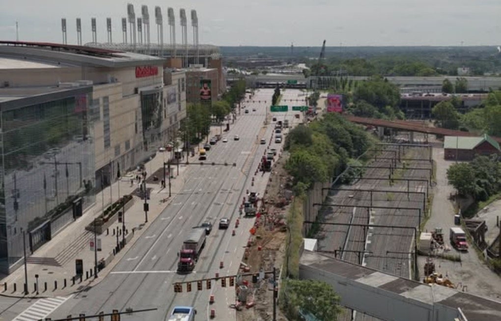 Downtown Cleveland's Final Piece of Memorial Bridges Loop Takes Shape