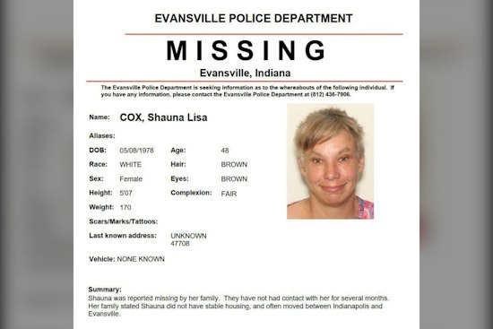 Evansville Police Seek Missing Person Shauna Lisa Cox