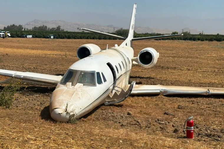 Jet Carrying Four Bay Area Doctors Skids Off Runway Near Porterville, All Six Escape