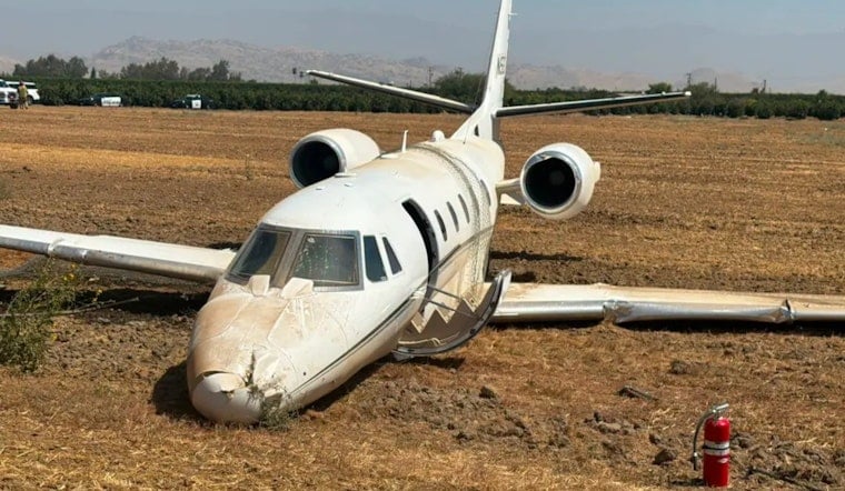 Jet Carrying Four Bay Area Doctors Skids Off Runway Near Porterville, All Six Escape