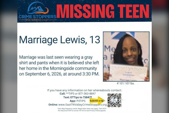 Knoxville Teen, 13, Reported Missing in Morningside