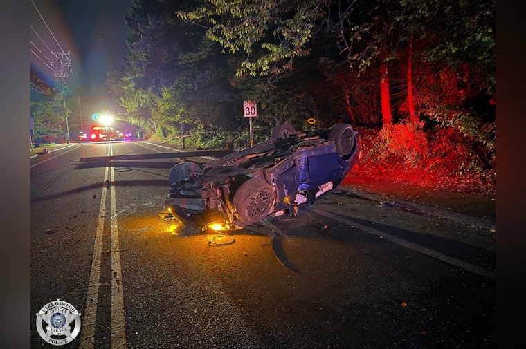 Lake Oswego Rollover Crash Shears Off Power Pole, Ends in DUII Arrest of 20-Year-Old