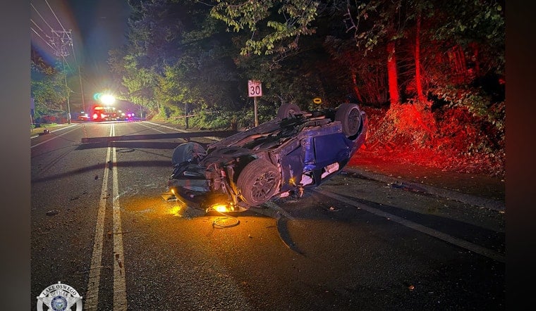 Lake Oswego Rollover Crash Shears Off Power Pole, Ends in DUII Arrest of 20-Year-Old