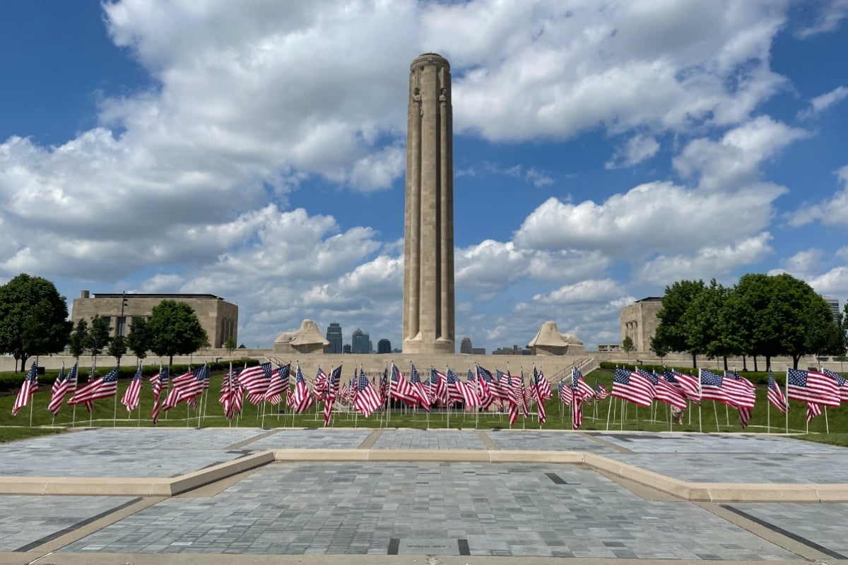 Liberty's Beacon projection-mapping installation on the Liberty Memorial Tower, Kansas City