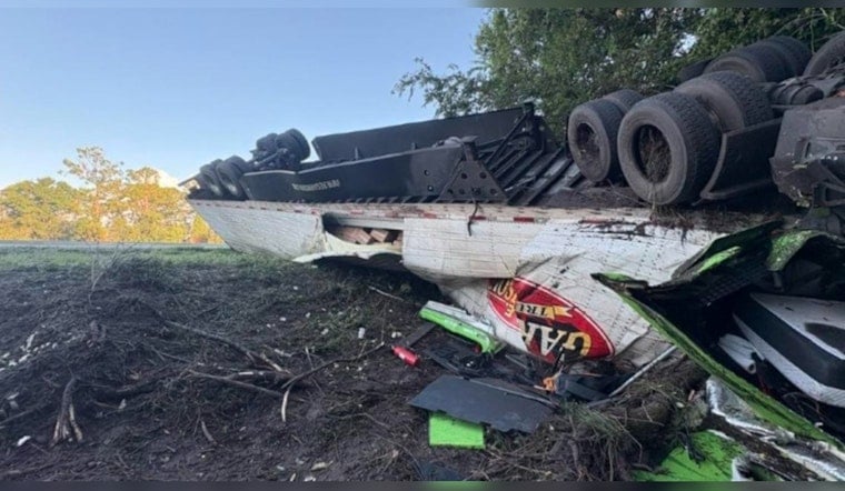 Milk Tanker Flips On I-75 In Pasco County, 59-Year-Old Driver Airlifted
