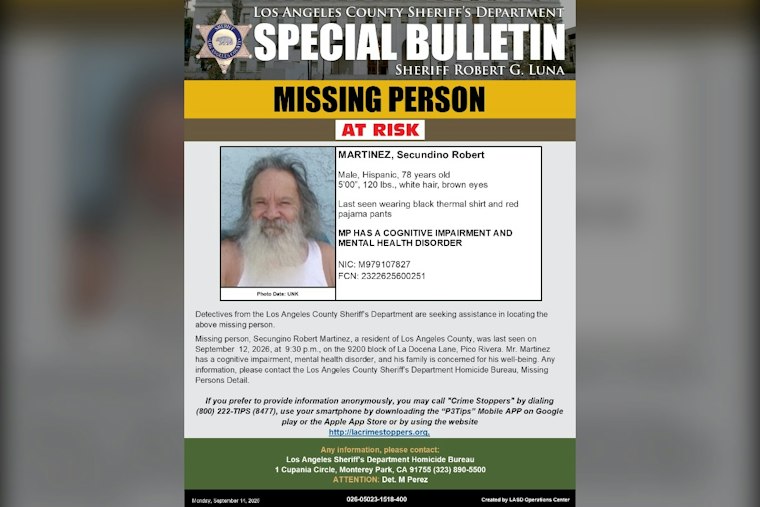 Public Asked to Help Find Secundino Robert Martinez in Pico Rivera