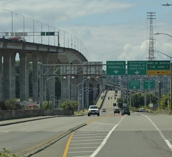 Rollover Crash Shuts Down Westbound West Seattle Bridge, Traps Occupant