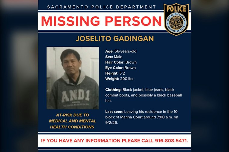 Sacramento Police Search for 56-Year-Old Joselito Gadingan, Missing Since Sept. 2