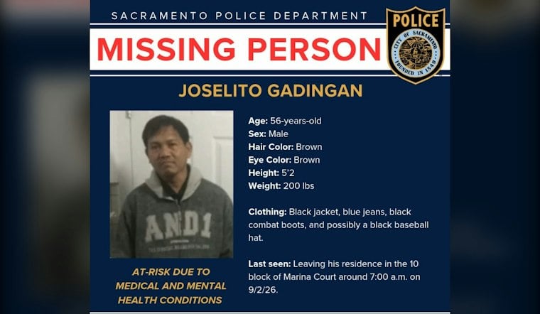 Sacramento Police Search for 56-Year-Old Joselito Gadingan, Missing Since Sept. 2