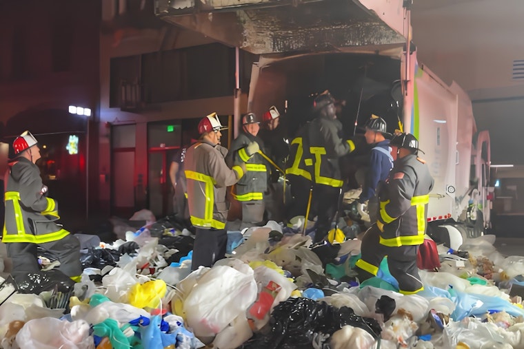 SF Firefighters Dig Through Trash to Free Man Trapped Inside Recology Truck