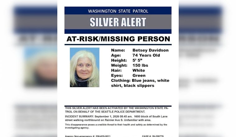 Silver Alert Issued for Seattle Woman, 74, Last Seen Walking Rainier Ave S