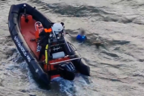 Sinking Sailboat Sweeps Two Boaters Into San Francisco Bay Currents Near Embarcadero