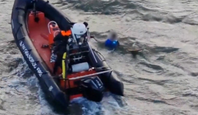 Sinking Sailboat Sweeps Two Boaters Into San Francisco Bay Currents Near Embarcadero