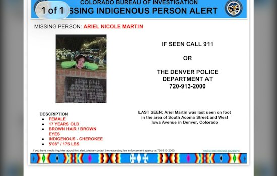South Denver Teen Ariel Martin Vanishes, CBI Issues Indigenous Alert