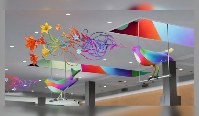 Three Giant Bird Sculptures Rise Over Austin Airport's Baggage Claim Skylights
